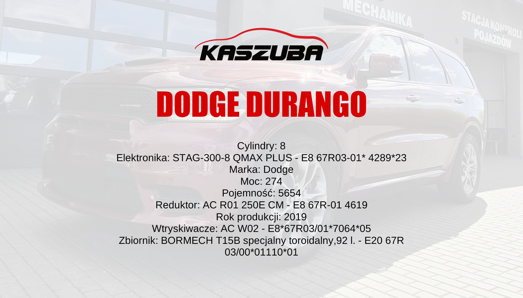 Dodge Durango – instalacja LPG STAG w serwisie Kaszuba