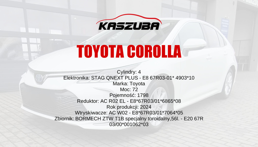 Toyota Corolla – instalacja LPG STAG w serwisie Kaszuba